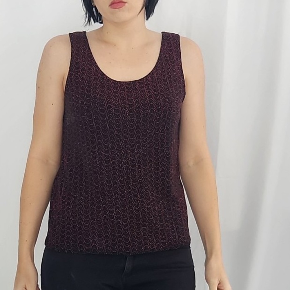 Y2K Black and Red‎ Sparkly Top